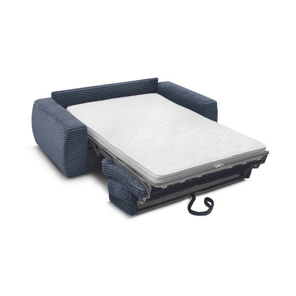Tamsiai mėlynos spalvos sofa miegojimui/sulankstoma iš kordinio velveto 240 cm Hugo – Bobochic Paris-image-3
