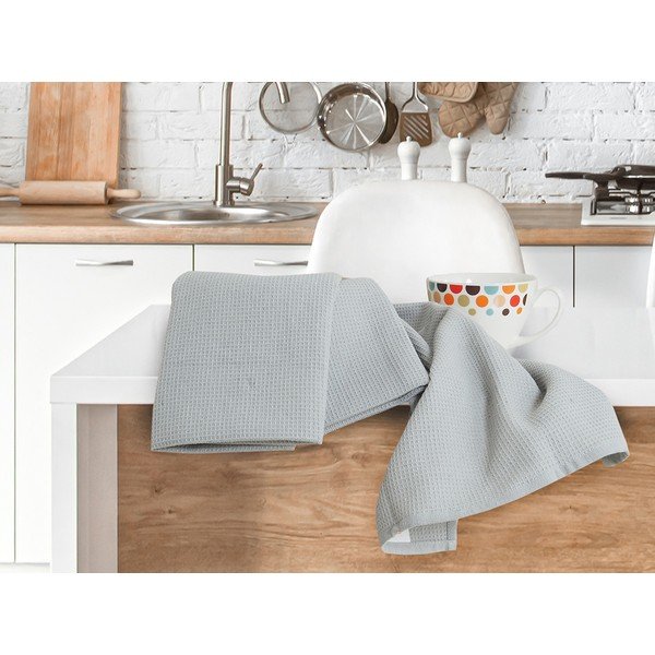 Virtuvės rankšluosčiai iš medvilnės 3 vnt. 40x60 cm Wafle – B.E.S.-image-2