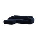 Tamsiai mėlynos spalvos kampinė sofa iš velveto (su kairiuoju kampu/su gultu) Molino – Micadoni 