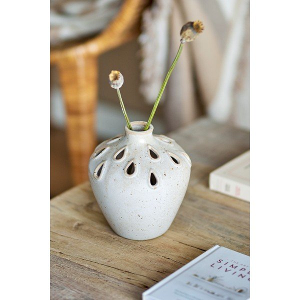 Iš akmens masės vaza smėlio spalvos (aukštis 15 cm) Minel – Bloomingville-image-1