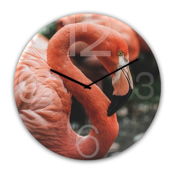 Sieninis laikrodis Styler Glassclock Flamingo, ⌀ 30 cm