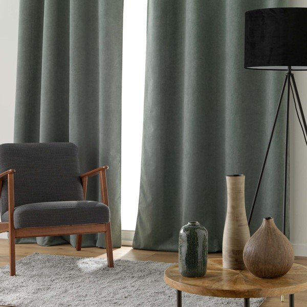 Khaki spalvos iš velveto užuolaida 140x260 cm Olympe – douceur d'intérieur-image-2