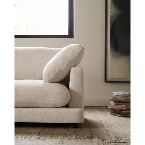 Smėlio spalvos kampinė sofa iš šenilinio audinio (su kairiuoju kampu/su gultu) Gala – Kave Home-image-4