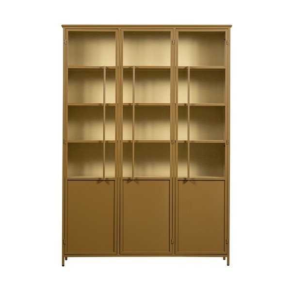 Garstyčių spalvos vitrina iš metalo 140x200x44 cm Exhibit – WOOOD