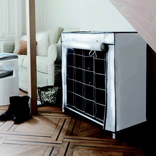 Juodai baltas tekstilinis batų stovas Compactor Shoes, 25 skyriai-image-1