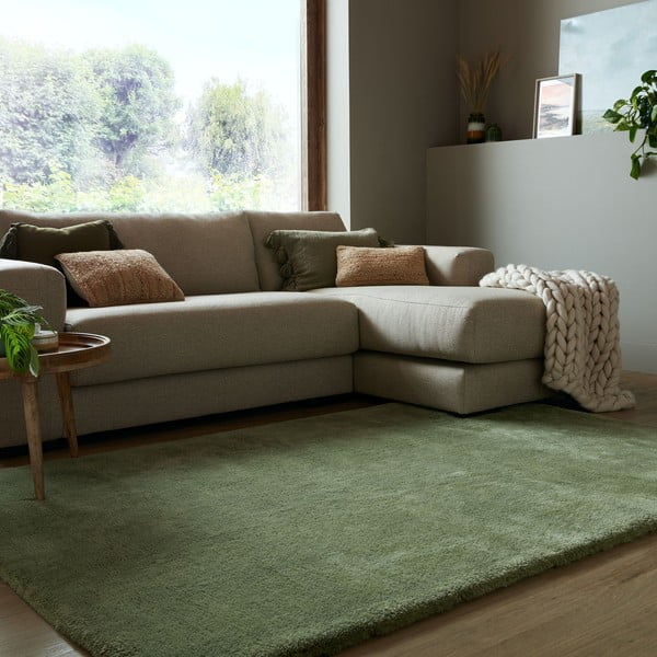 Sintetinė oda ir kailis tamsiai žalios spalvos 80x150 cm Faroe Wool Look Fur – Flair Rugs-image-1