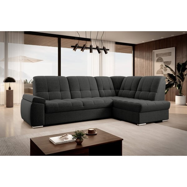 Tamsiai pilkos spalvos sulankstoma/su sandėliavimo vieta kampinė sofa (su dešiniuoju kampu/„L“ formos) Sado – ELTAP-image-4