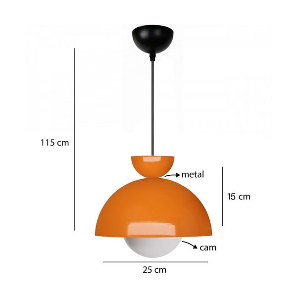 Oranžinės spalvos kabantis šviestuvas ø 25 cm su metaliniu gaubtu Arta – Opviq lights-image-2