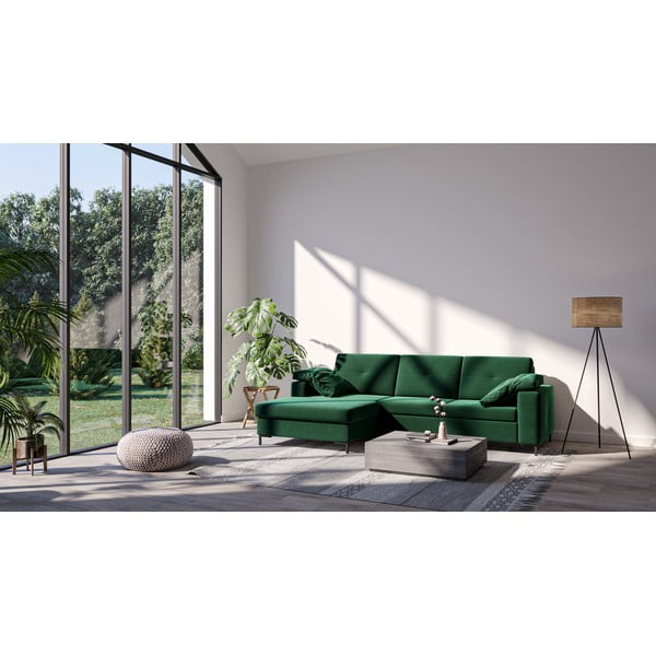 Tamsiai žalia aksominė sofa Ghado Moor, kairysis kampas-image-3