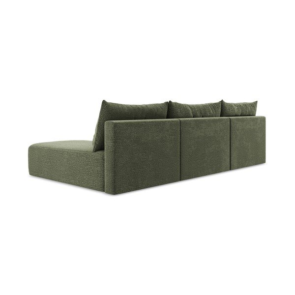 Žalios spalvos sulankstoma/su sandėliavimo vieta kampinė sofa Kalena – Makamii-image-4