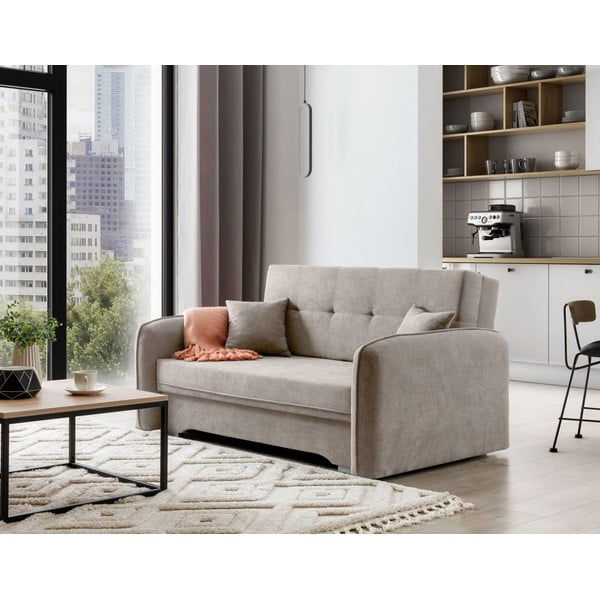 Smėlio spalvos iš šenilinio audinio sulankstoma/su sandėliavimo vieta sofa 155 cm Laine – ELTAP-image-3