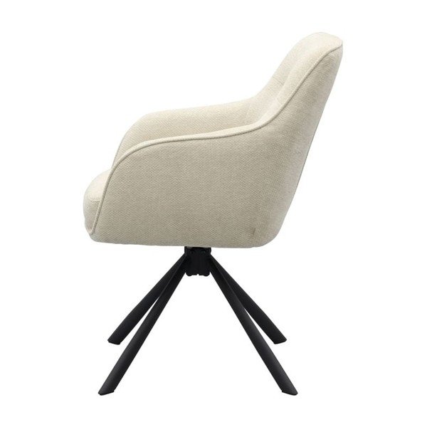 Kreminės spalvos iš audinio valgomojo kėdė su porankiais Avola – Unique Furniture-image-3