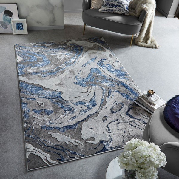 Kilimas mėlynos spalvos/pilkos spalvos 80x150 cm Marbled – Flair Rugs-image-1