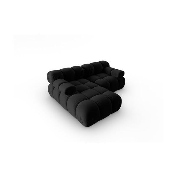 Kampinė sofa juodos spalvos iš velveto (su kairiuoju kampu) Bellis – Micadoni Home-image-4