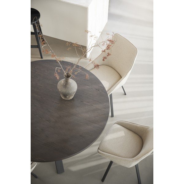 Apvalios formos prailginamas valgomojo stalas tamsiai rudos spalvos iš ąžuolo ø 135 cm Maddock – Rowico-image-4