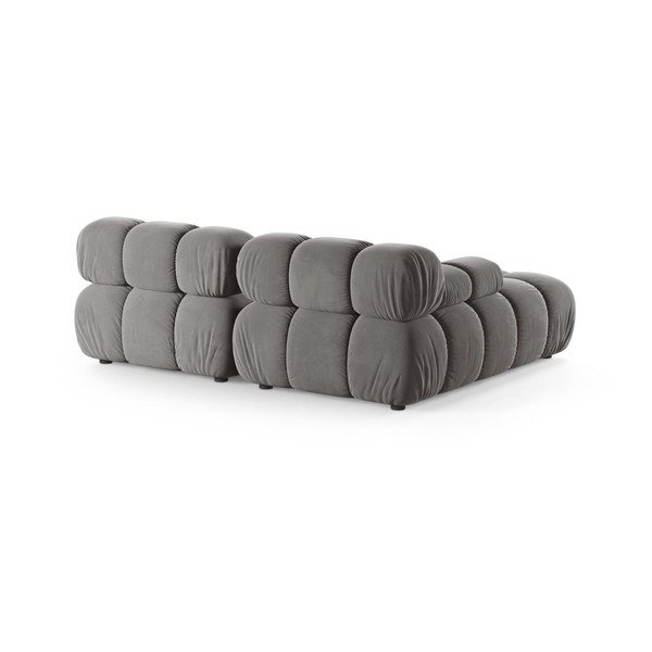 Šviesiai pilkos spalvos modulinė kampinė sofa iš velveto (su kairiuoju kampu/su gultu) – Micadoni -image-2