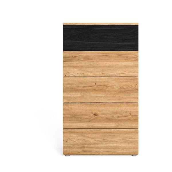 Juoda aukšta ąžuolinė komoda 62x111 cm Care - Marckeric