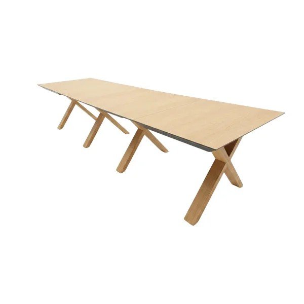 Prailginamas valgomojo stalas su papildomu stalviršiu su ąžuolo dekoro stalviršiu 100x160 cm Martha – Bobochic Paris