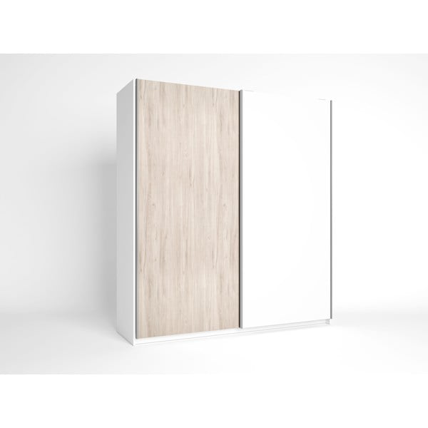 Baltos spalvos ąžuolo dekoro spinta su stumdomomis durimis 182x200 cm Sahara - Marckeric-image-2