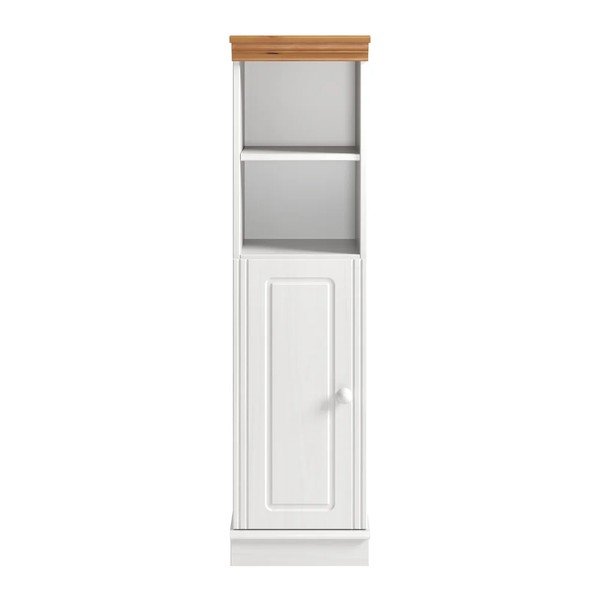 Baltos spalvos iš pušies masyvo aukšta/siaura vonios kambario spintelė 30,5x115,5 cm Anita – Støraa