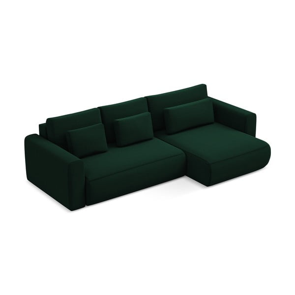 Žalios spalvos iš velveto sulankstoma/su sandėliavimo vieta kampinė sofa (su dešiniuoju kampu/su gultu) Kapua – Makamii-image-4