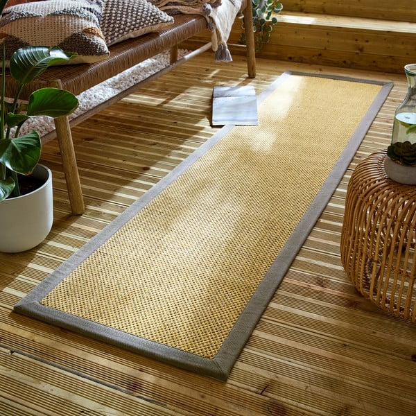 Pilkos spalvos/šviesiai rudos spalvos lauko ir vidaus kilimas 60x230 cm Sisal Look – Flair Rugs-image-1