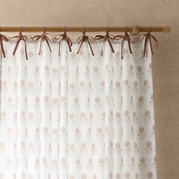 Baltos spalvos permatoma užuolaida 140x183 cm Woodblock Floral – Pineapple Elephant