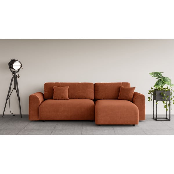 Sulankstoma kampinė sofa raudonos plytų spalvos (kintama) Lorine – Ropez-image-1