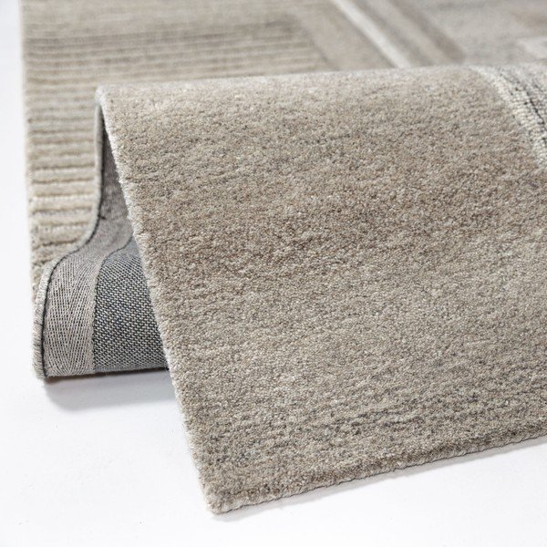 Rankų darbo pilkai smėlinės spalvos iš vilnos kilimas 140x200 cm Lira  – Flair Rugs-image-3