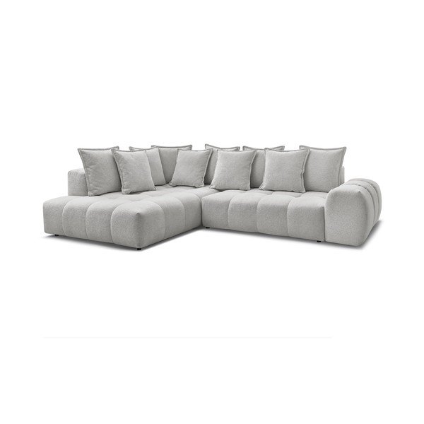 Šviesiai pilkos spalvos iš šenilinio audinio sulankstoma/su sandėliavimo vieta kampinė sofa (su kairiuoju kampu/„L“ formos) Everest – Bobochic Paris-image-3