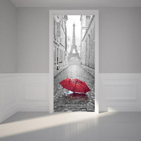 Lipnus lipdukas durims Ambiance Eifelio bokštas ir skėtis, 83 x 204 cm