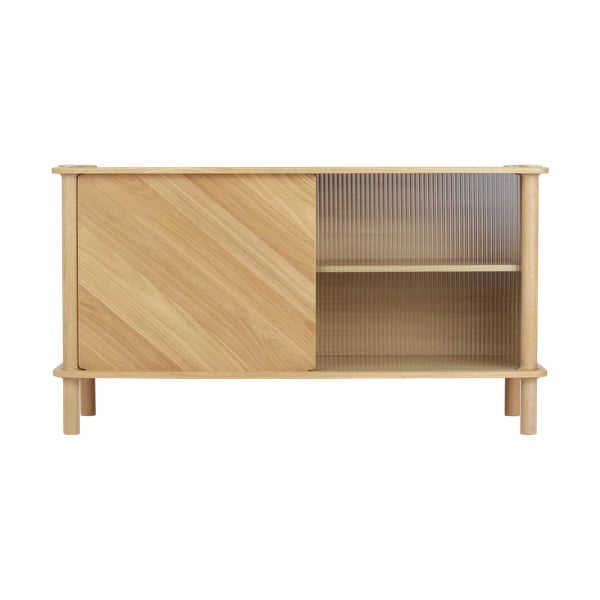 Natūralios spalvos iš ąžuolo masyvo vitrina su stumdomomis durimis 135x73,5x48 cm Italic – UMAGE-image-2