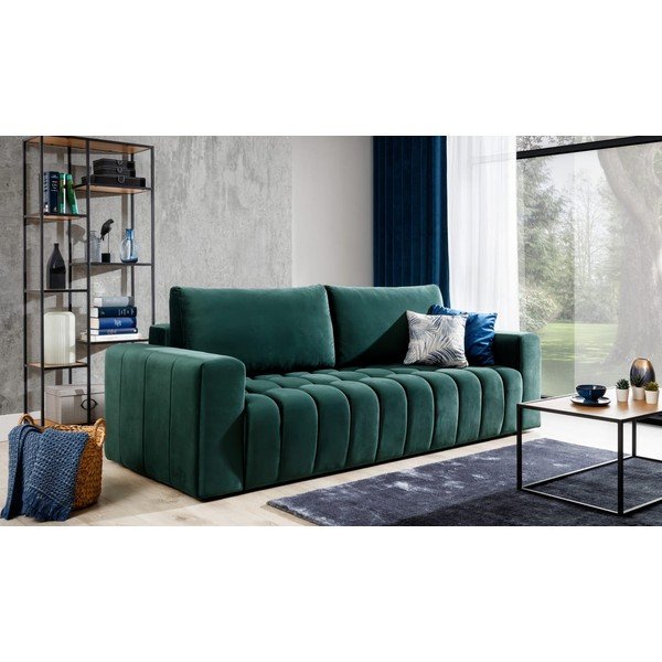 Tamsiai žalios spalvos iš velveto sulankstoma/su sandėliavimo vieta sofa 247 cm Lazaro – ELTAP-image-4