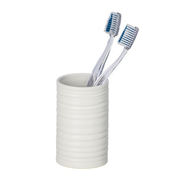 Kreminės baltos spalvos keraminis dantų šepetėlio puodelis "Wenko Mila