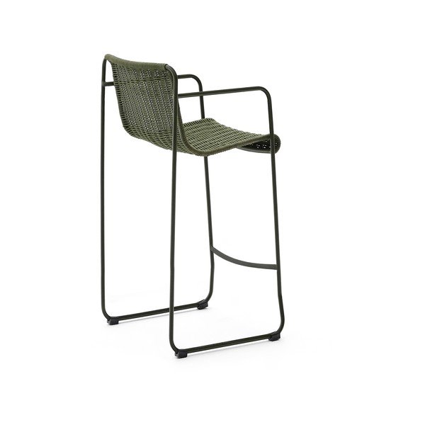 Žalios spalvos metalinė sodo baro taburetė Maurina – Kave Home-image-4