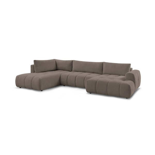 Taupe spalvos sulankstoma/su sandėliavimo vieta kampinė sofa (su kairiuoju kampu/„U“ formos) Fuji – Bobochic Paris-image-3