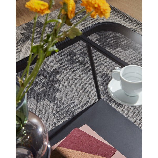 Juodos spalvos kavos staliukas su stikliniu stalviršiu 45x90 cm Duilia – Kave Home-image-2