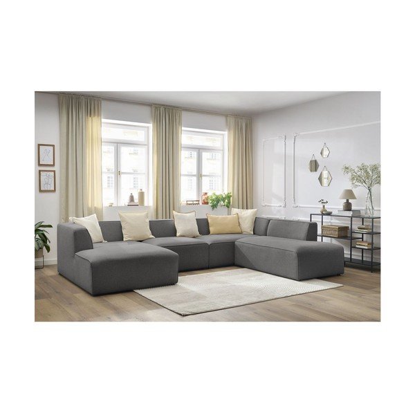 Tamsiai pilkos spalvos modulinė kampinė sofa (su dešiniuoju kampu/„U“ formos) Megeve – Bobochic Paris-image-4