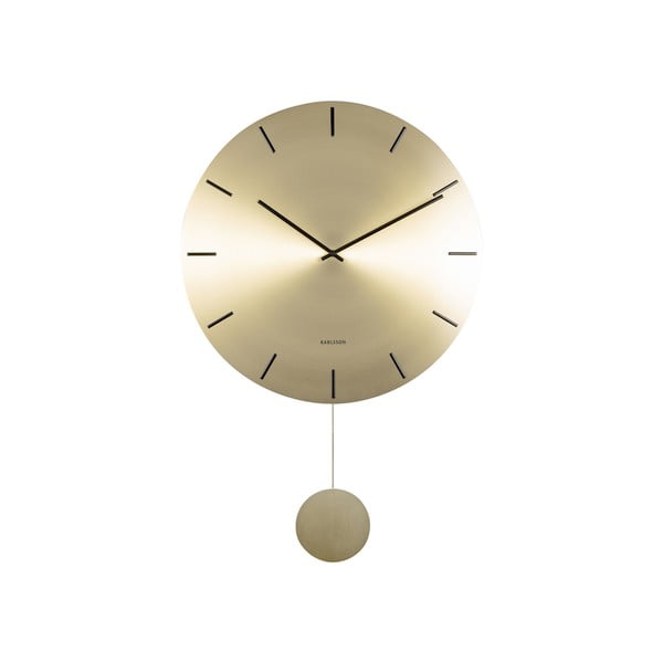 Aukso spalvos sieninis švytuoklinis laikrodis Karlsson Impressive, ø 47 cm