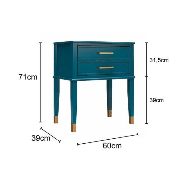 Naktinis staliukas tamsiai mėlynos spalvos Westerleigh – CosmoLiving by Cosmopolitan-image-2