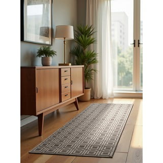 Kilimas pilkos spalvos/kreminės spalvos 80x240 cm Perles Howlite – Elle Decoration
