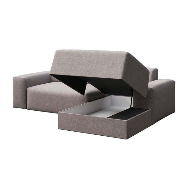 Pilkos spalvos iš velveto sulankstoma/su sandėliavimo vieta kampinė sofa (su dešiniuoju kampu/su gultu) Villet – Rodier-image-3