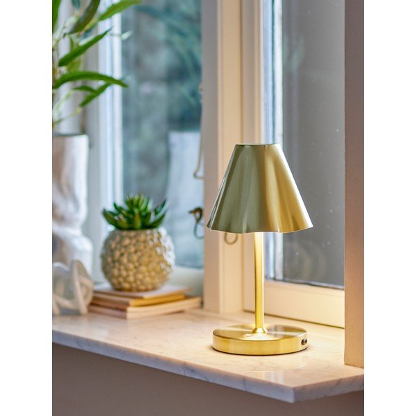 Žalvario spalvos stalinis šviestuvas LED (aukštis 28 cm) su metaliniu gaubtu Lianna – Bloomingville-image-2