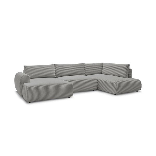 Tamsiai pilkos spalvos sulankstoma/su sandėliavimo vieta kampinė sofa iš kordinio velveto (su dešiniuoju kampu/„U“ formos) Lucien – Bobochic Paris-image-3