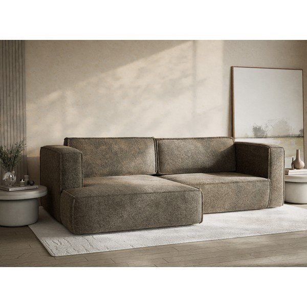 Rudos spalvos sulankstoma/su sandėliavimo vieta kampinė sofa iš šenilinio audinio (su kairiuoju kampu/su gultu) Velto – Maison de Rêve-image-4