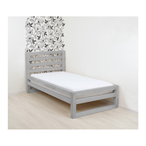 Pilka medinė viengulė lova "Benlemi DeLuxe", 190 x 80 cm