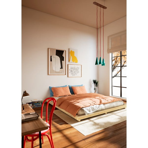 Iš pušies masyvo dvigulė lova natūralios spalvos su lovos grotelėmis 140x200 cm Dock – Karup Design-image-1