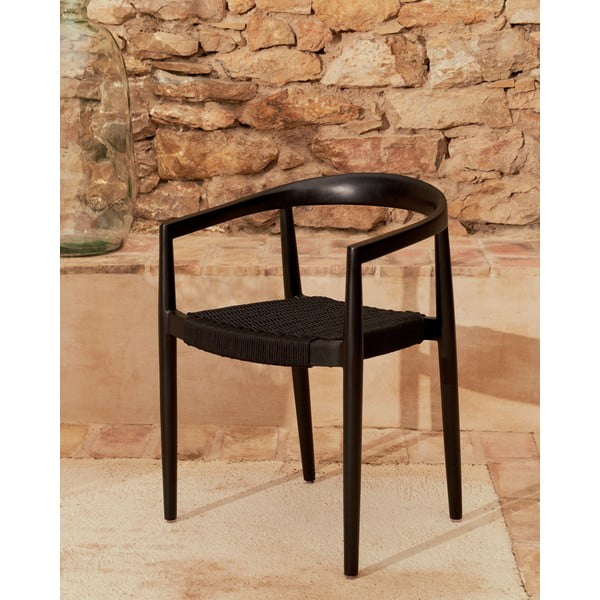 Juodos spalvos medžio masyvo sodo kėdės 4 vnt. Ydalia – Kave Home-image-1