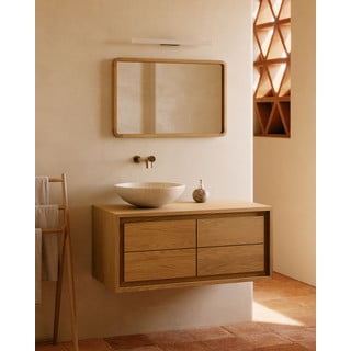 Žema/pakabinama spintelė po kriaukle iš tikmedžio masyvo natūralios spalvos 90x40 cm Kenta – Kave Home