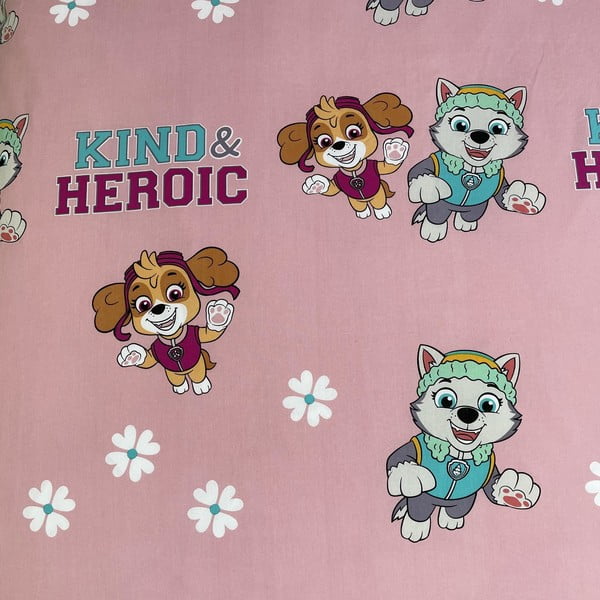 Rožinės spalvos iš medvilnės viengulė vaikiška patalynė 140x200 cm Paw Patrol "Heroic" – Jerry Fabrics-image-4